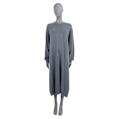 ANIBALE Graues ANIBALE LONG SLEEVE MAXI SWEATER Kleid aus Kaschmir XL