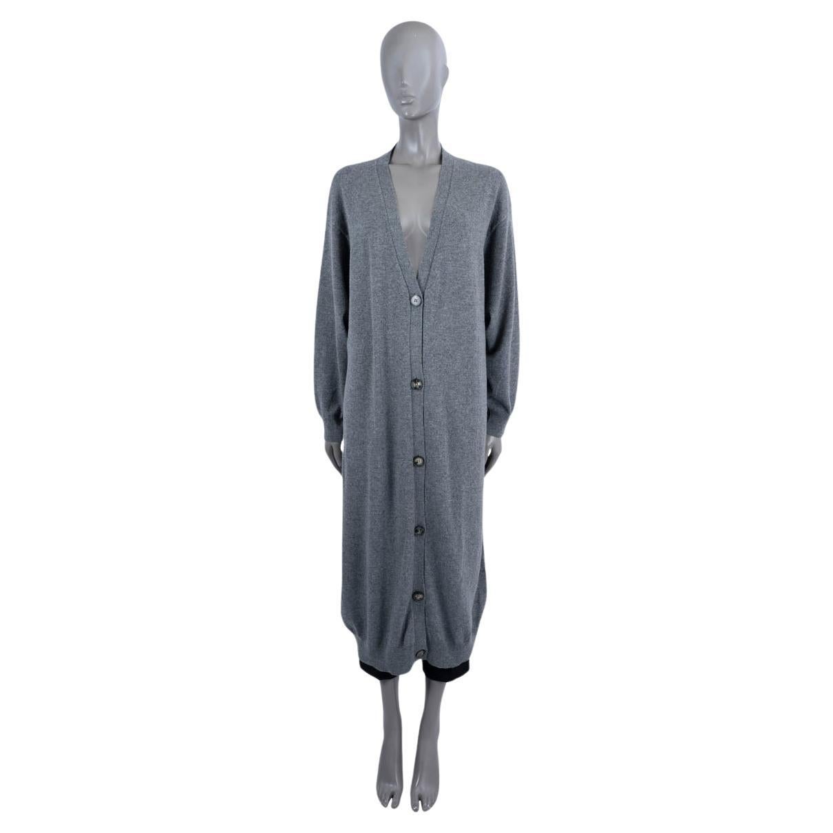 THE ROW grey cashmere ARMANDO LONG KNIT Coat Jacket M For Sale