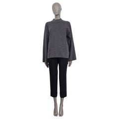 THE ROW grey cashmere silk DAVERIO MOCK NECK Sweater S