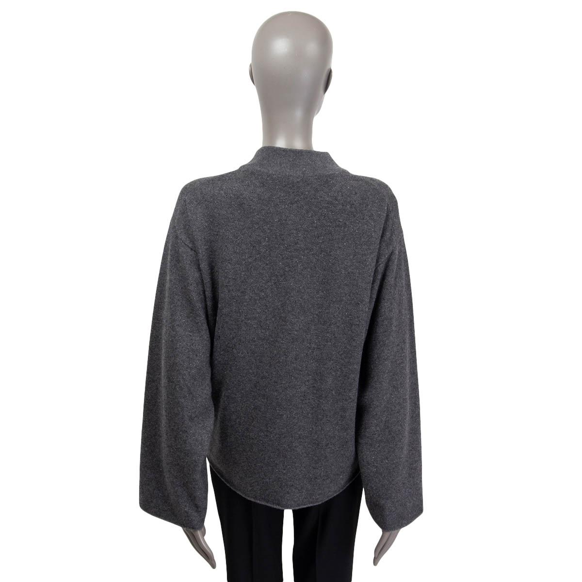 THE ROW Grauer Pullover aus Kaschmir und Seide mit DAVERIO MOCK NECK Pullover S Damen im Angebot