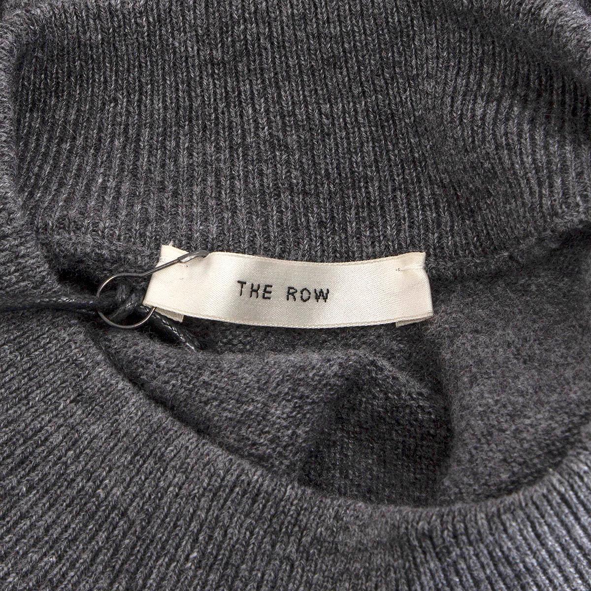 THE ROW grey cashmere silk DAVERIO MOCK NECK Sweater S In Excellent Condition For Sale In Zürich, CH