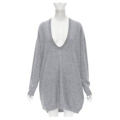 THE ROW grey merino wool cashmere scoop neck oversized sweater dress S