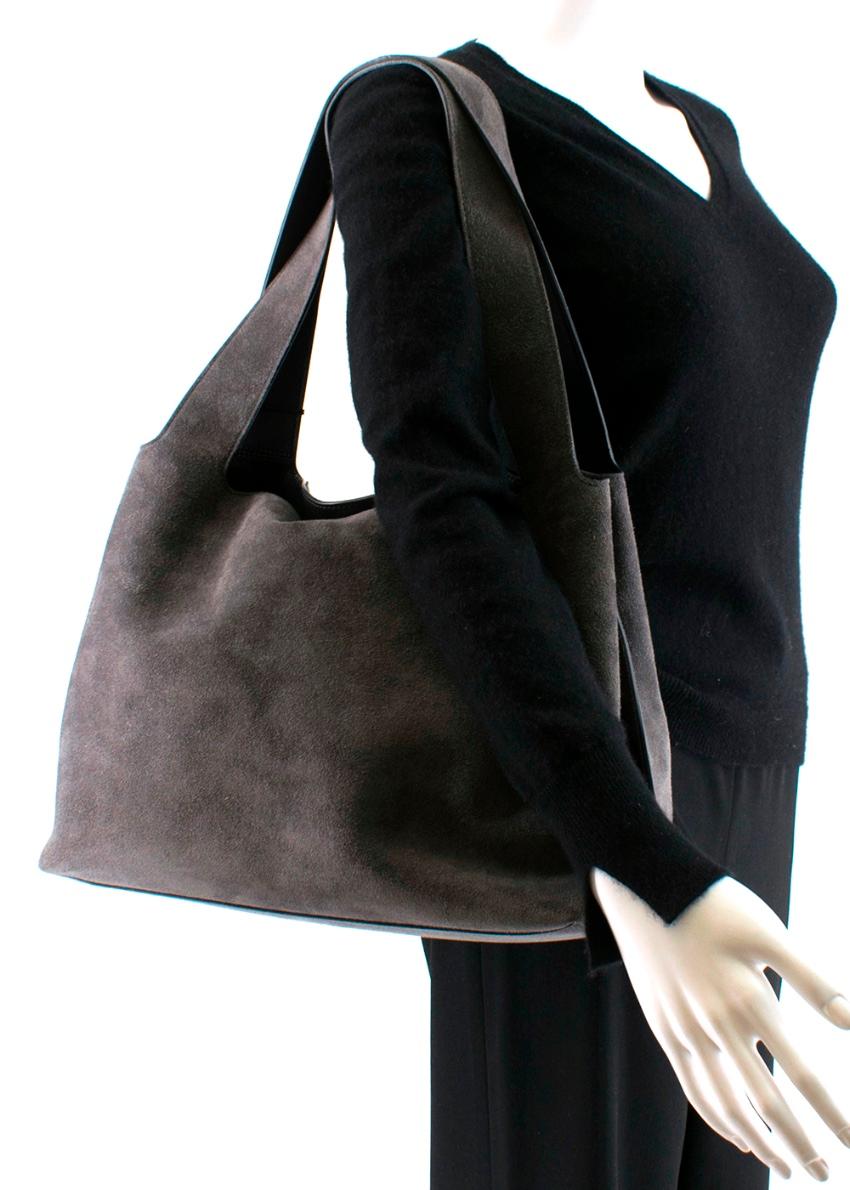 The Row Grey Suede Duplex Shoulder Bag In Excellent Condition In London, GB