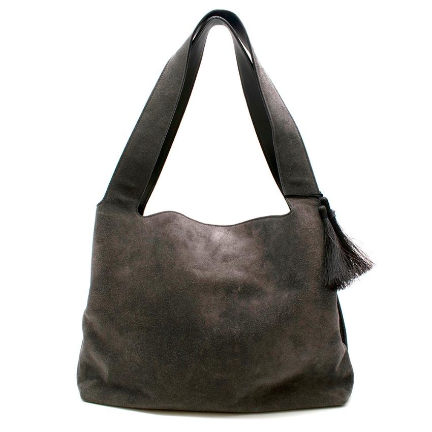 The Row Grey Suede Duplex Shoulder Bag 1
