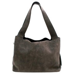 The Row Grey Suede Duplex Shoulder Bag