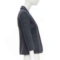 THE ROW Haven dark charcoal grey virgin wool 3/4 sleeve short blazer US2 XS