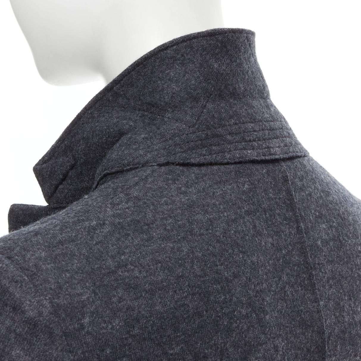 THE ROW Haven dark charcoal grey virgin wool 3/4 sleeve short blazer US2 XS For Sale 4