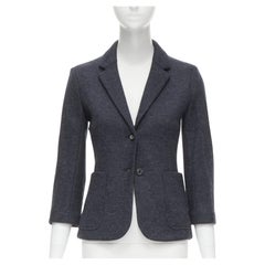 THE ROW Haven dark charcoal grey virgin wool 3/4 sleeve short blazer US2 XS