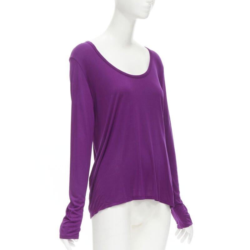 Purple THE ROW Hazelton 100% viscose purple scoop neck long sleeve tshirt S For Sale