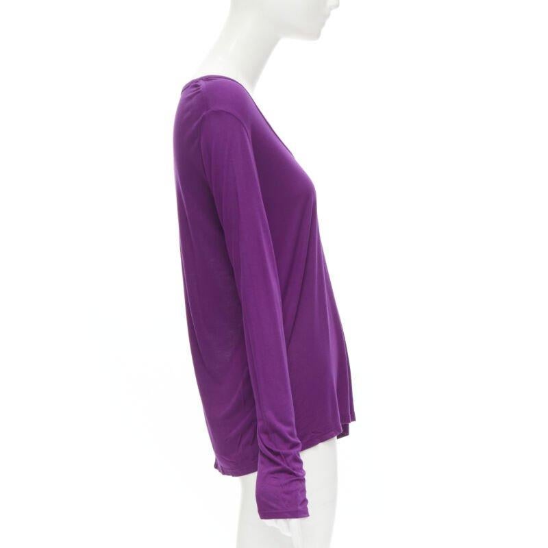 THE ROW Hazelton 100% viscose purple scoop neck long sleeve tshirt S In Excellent Condition For Sale In Hong Kong, NT