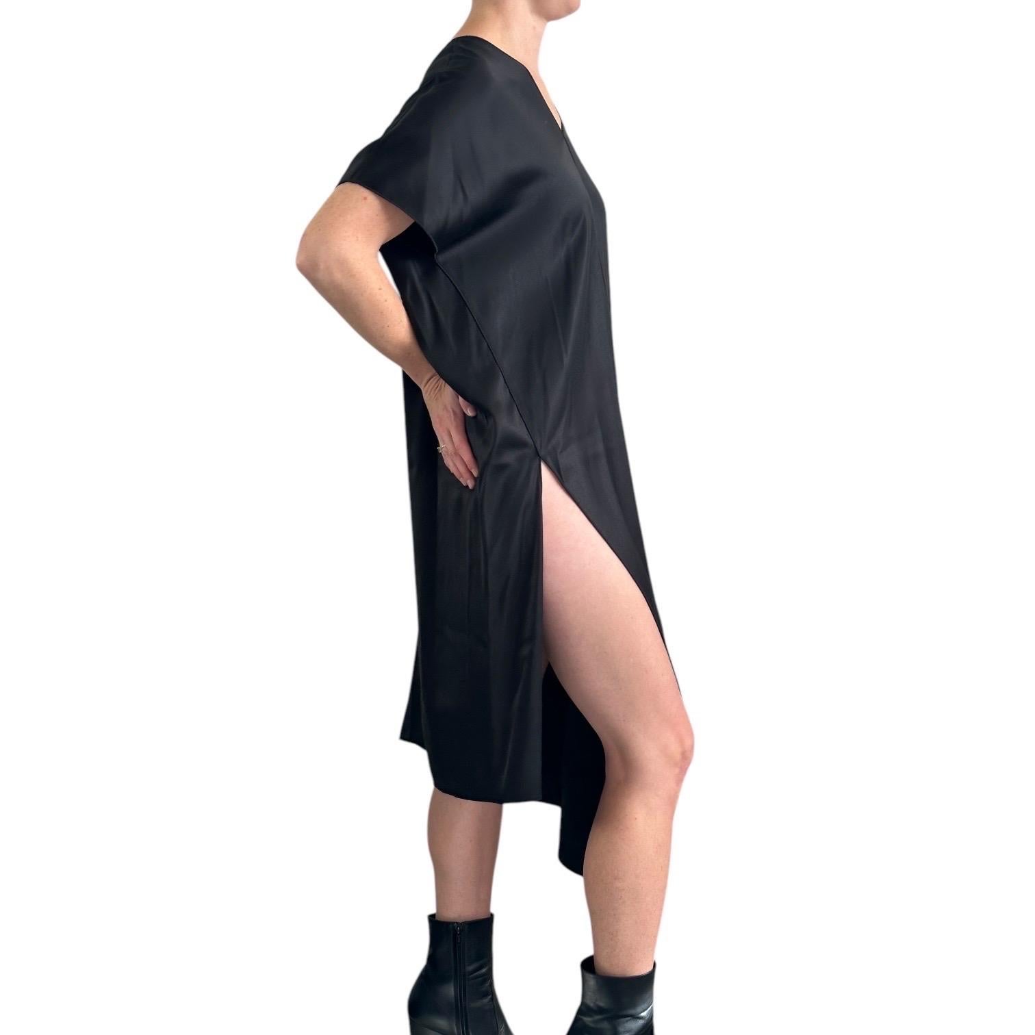 The Row High Split Asymmetrical Tunic Dress Size Us 2 Black Viscose View 3