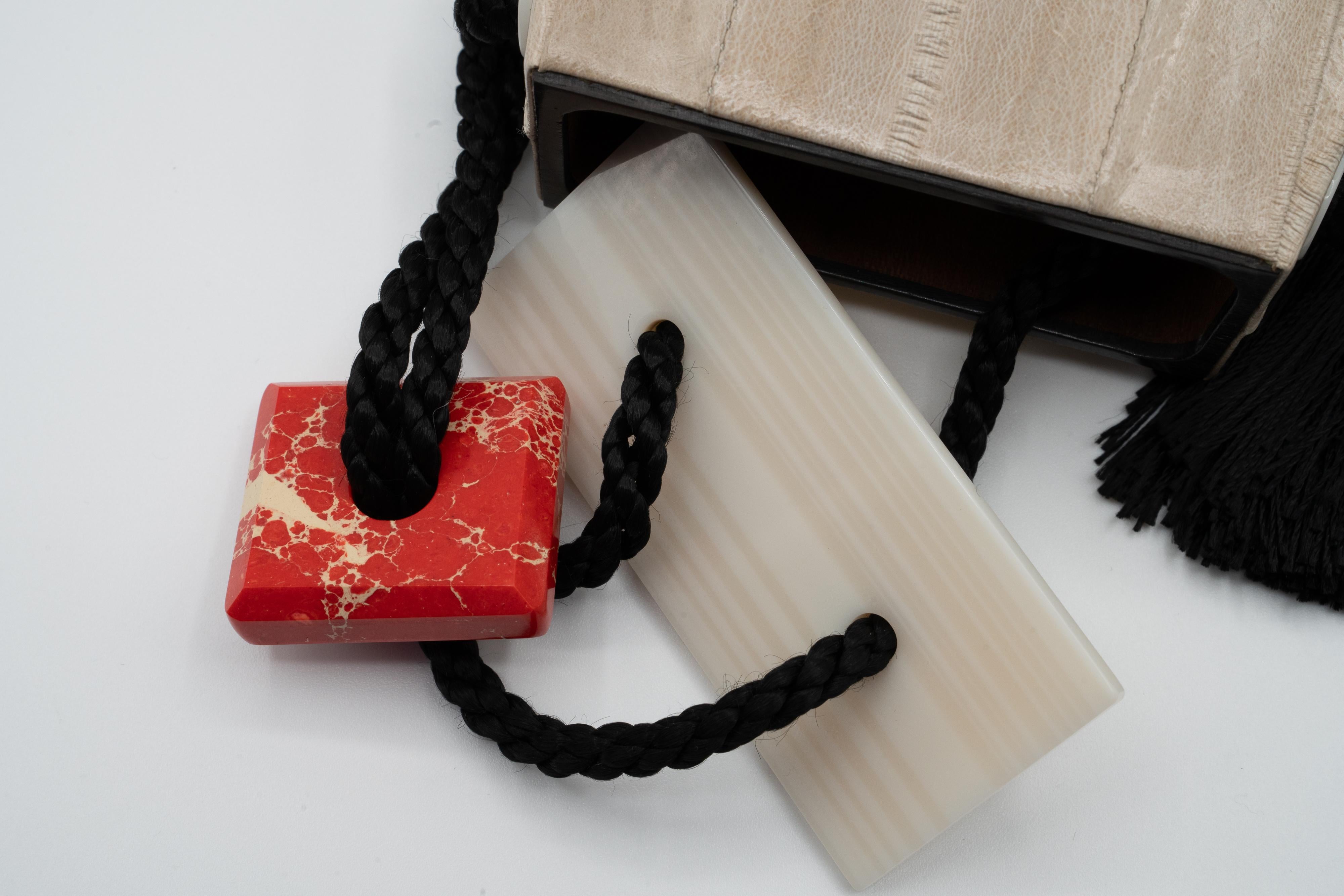 The Row Inrou Eel Skin Minaudiere Tassel Wristlet Bag, 2018 5
