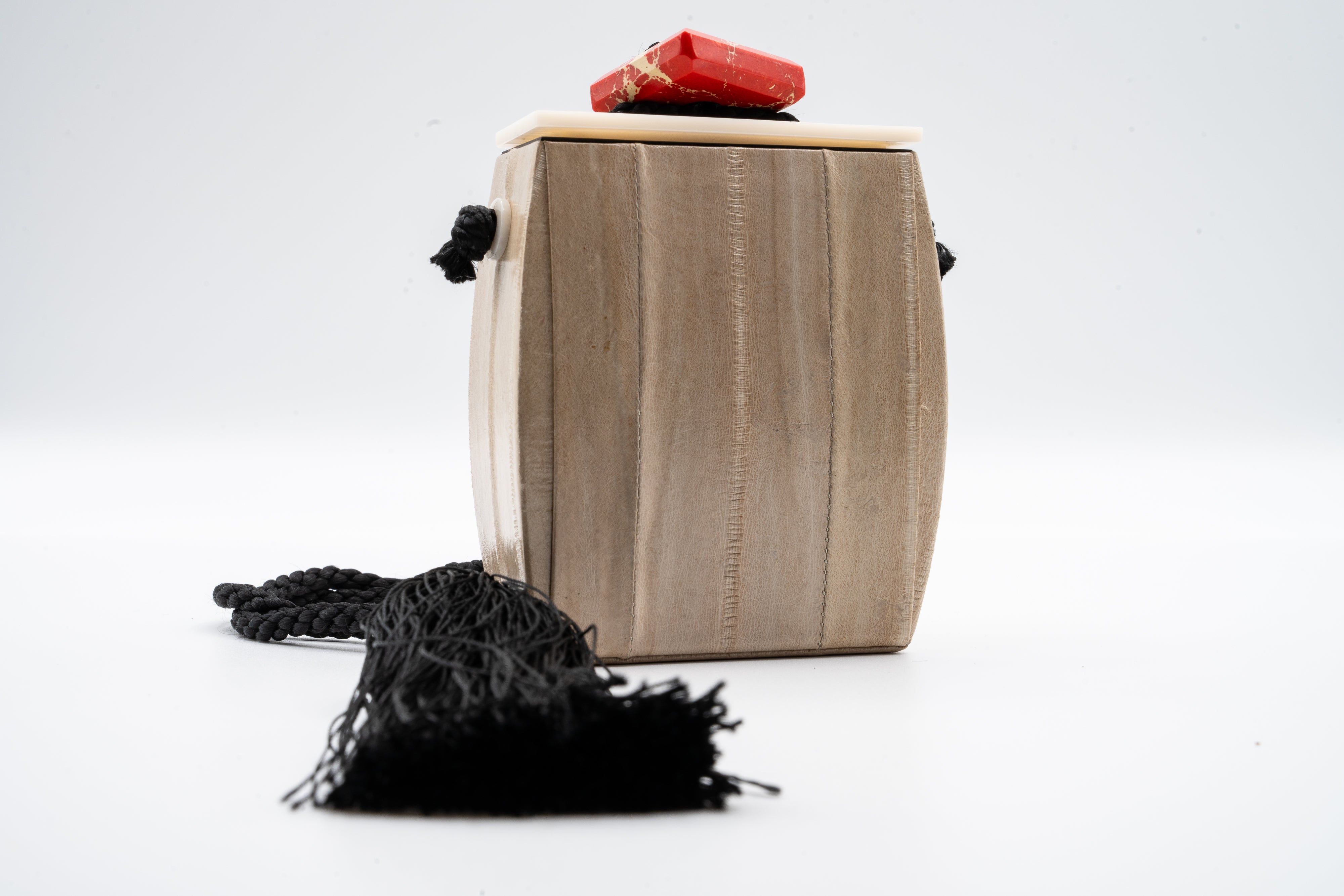 Brown The Row Inrou Eel Skin Minaudiere Tassel Wristlet Bag, 2018