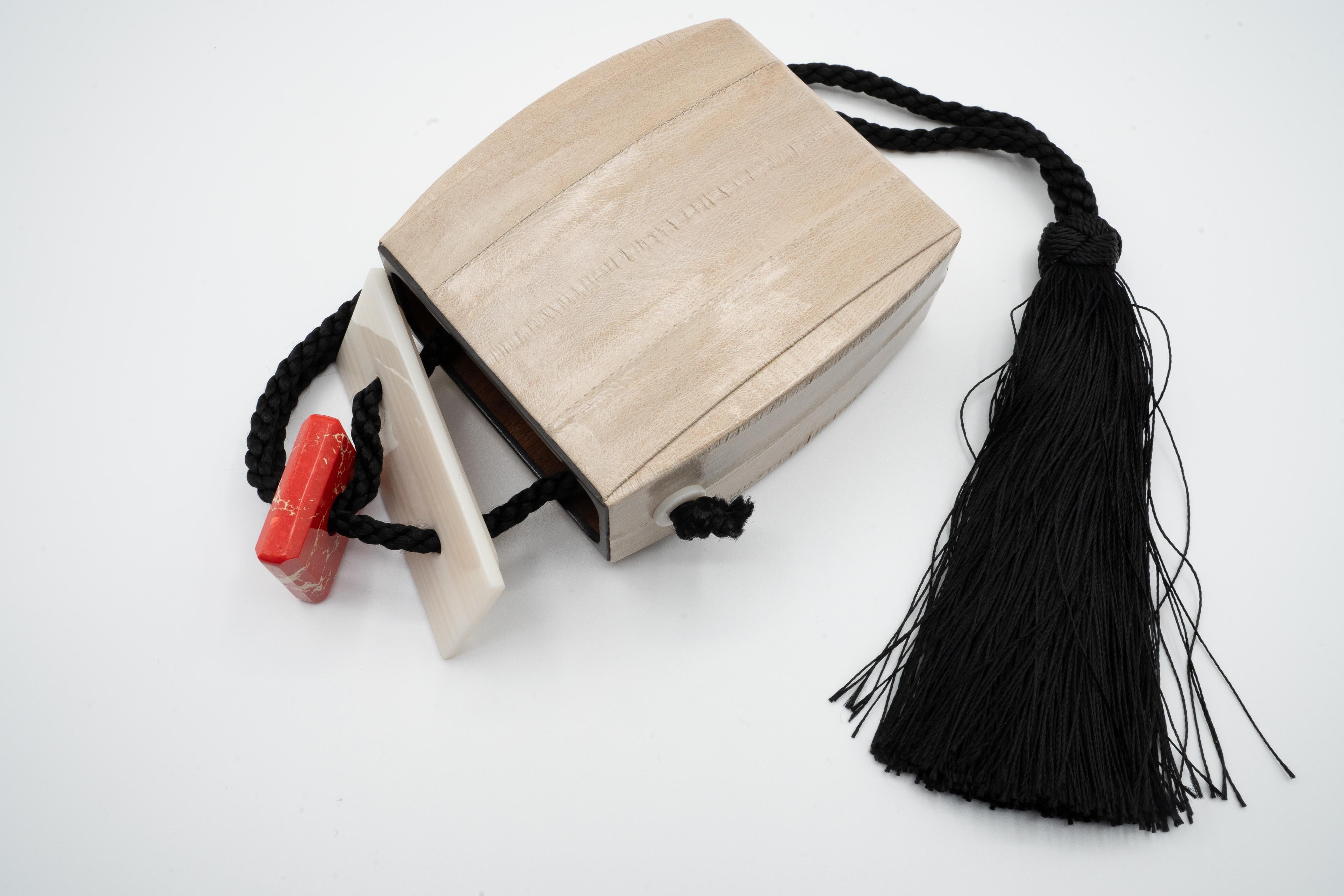 The Row Inrou Eel Skin Minaudiere Tassel Wristlet Bag, 2018 3