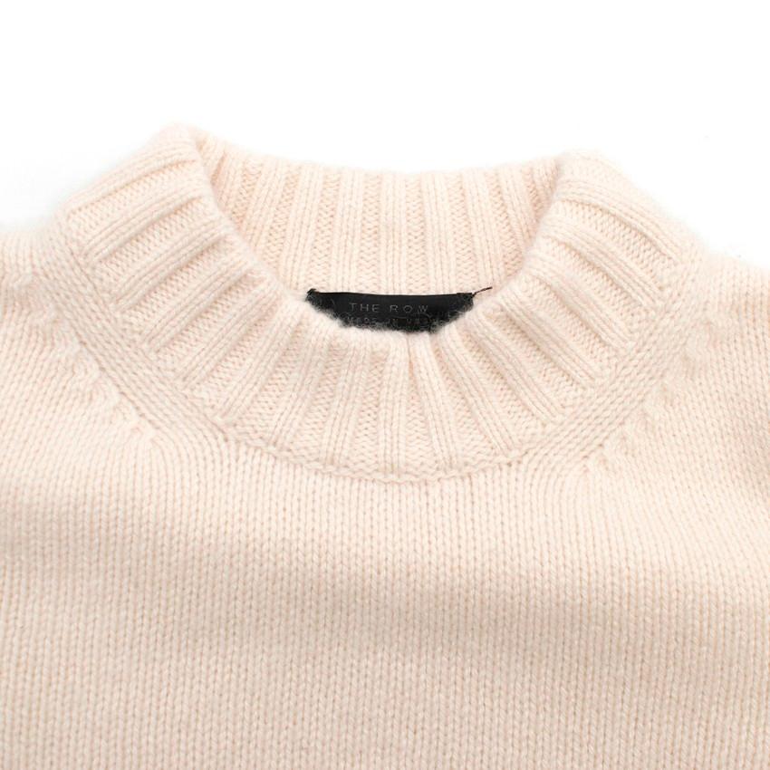 The Row Ivory Cashmere Knit With Red Trim Sweater - US/6 In New Condition For Sale In London, GB