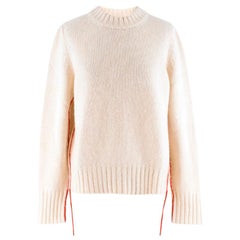 The Row Ivory Cashmere Knit With Red Trim Sweater - US/6