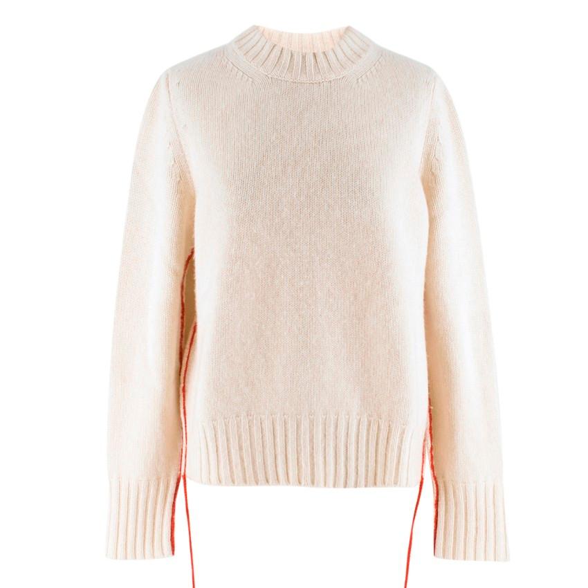 The Row Ivory Cashmere Knit With Red Trim Sweater - US/6 For Sale