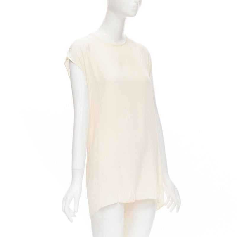White THE ROW ivory cream mixed silk modal knit wrap tie back tunic vest XS For Sale