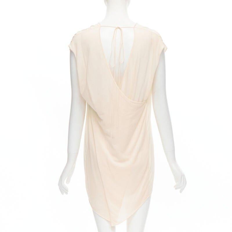 Women's THE ROW ivory cream mixed silk modal knit wrap tie back tunic vest XS For Sale
