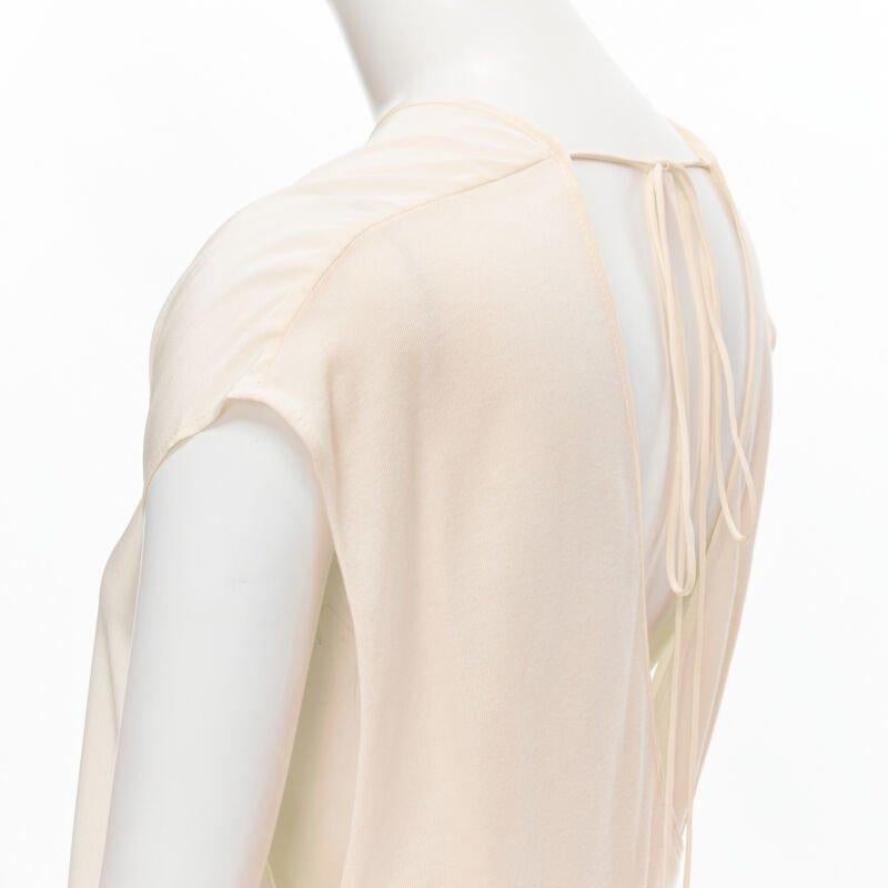 THE ROW ivory cream mixed silk modal knit wrap tie back tunic vest XS For Sale 2