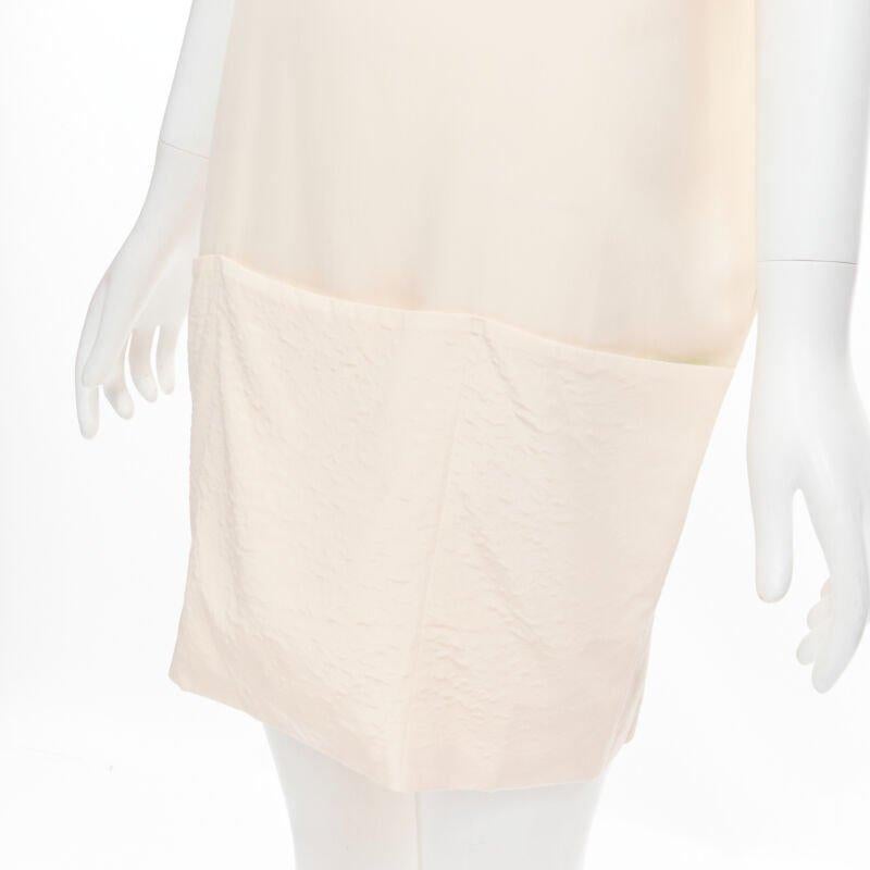 THE ROW ivory cream triple pocket asymmetric collar boxy silk dress US0 XS For Sale 2