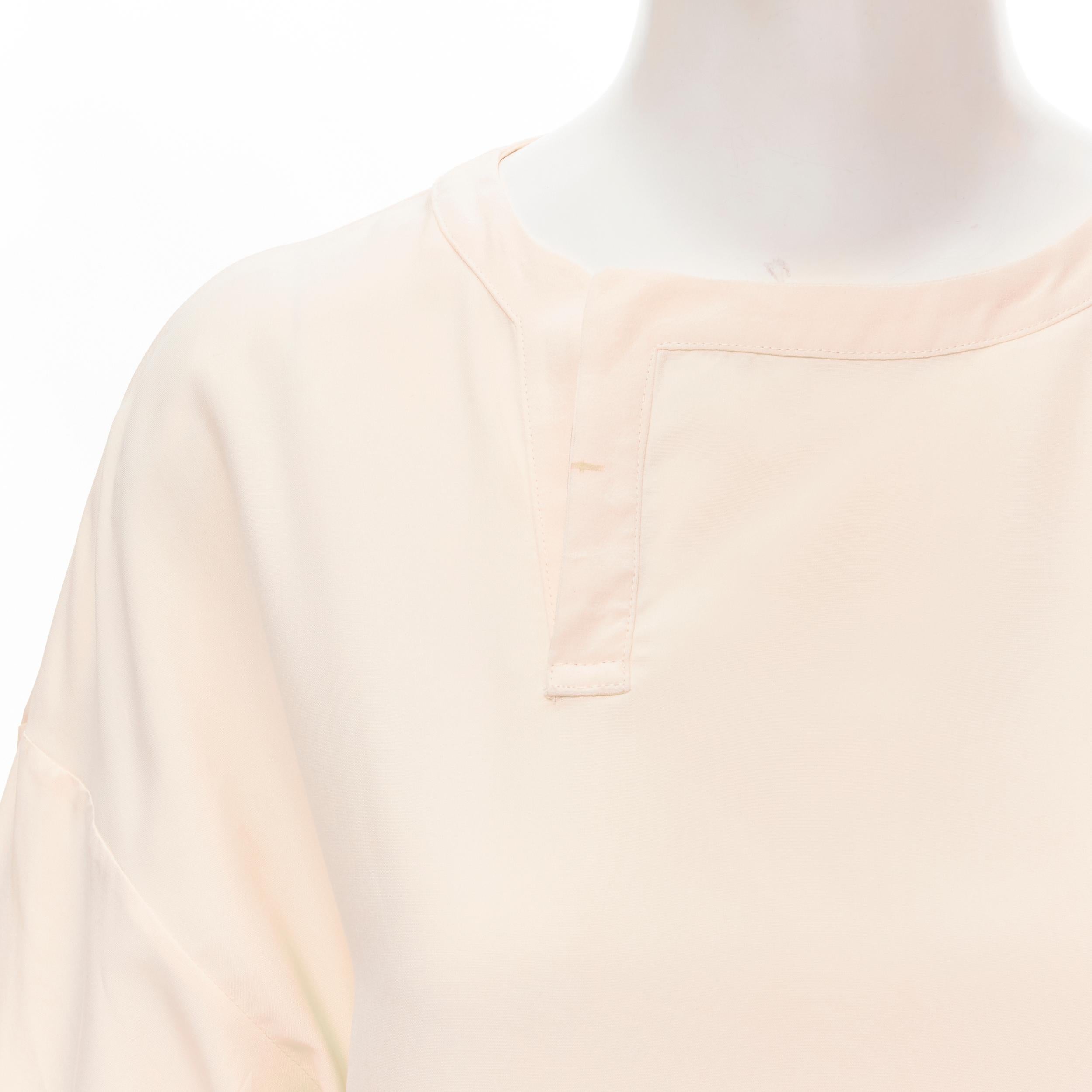 Women's THE ROW ivory cream triple pocket asymmetric collar boxy silk dress US0 XS For Sale
