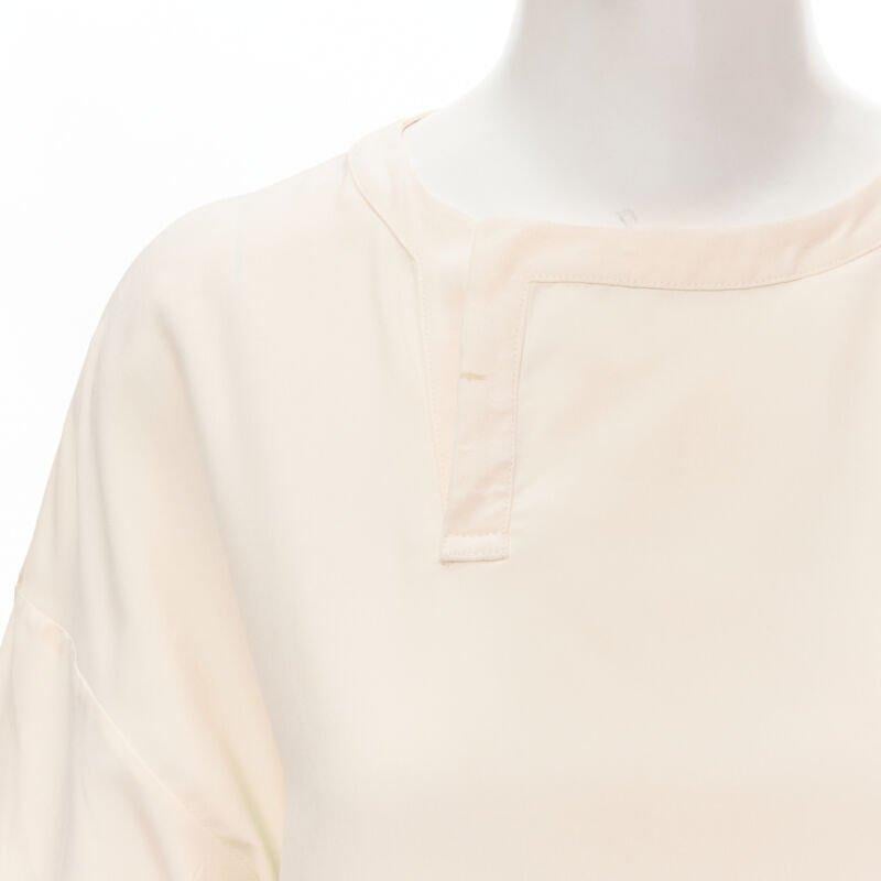 THE ROW ivory cream triple pocket asymmetric collar boxy silk dress US0 XS For Sale 3