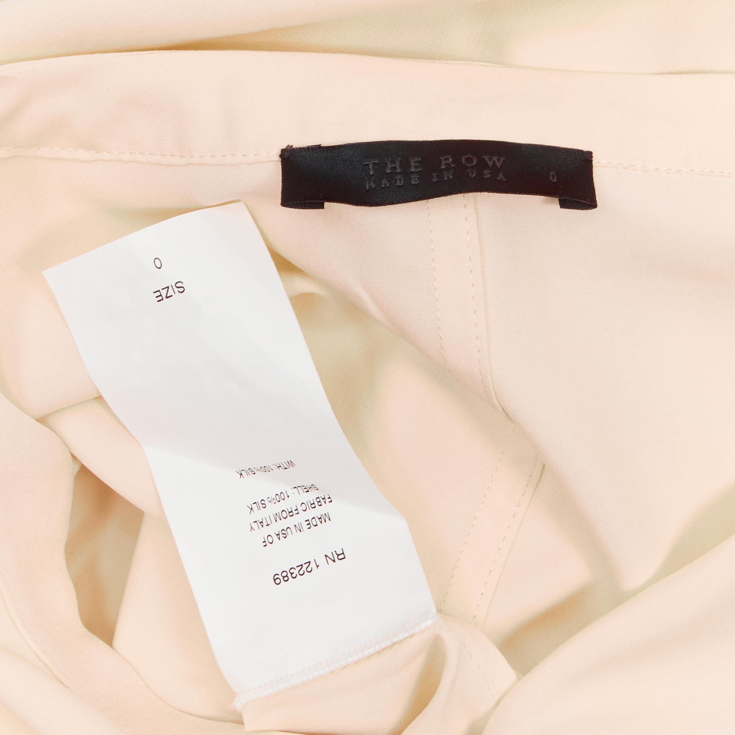 THE ROW ivory cream triple pocket asymmetric collar boxy silk dress US0 XS For Sale 1
