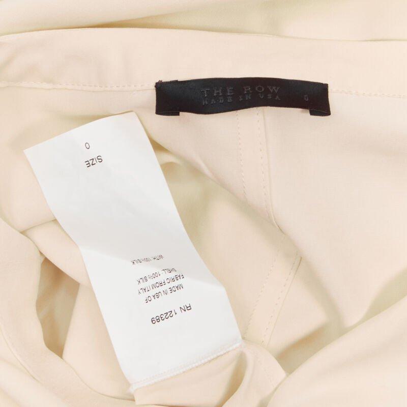 THE ROW ivory cream triple pocket asymmetric collar boxy silk dress US0 XS For Sale 4