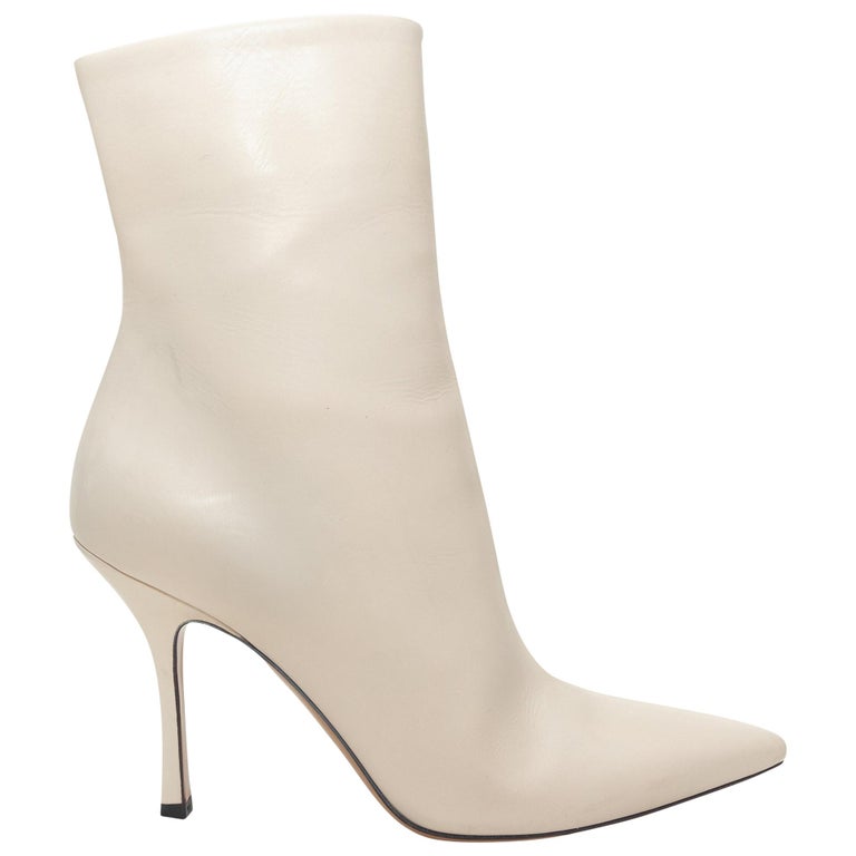 The Row Ivory Gloria Heeled Leather Boots at 1stDibs