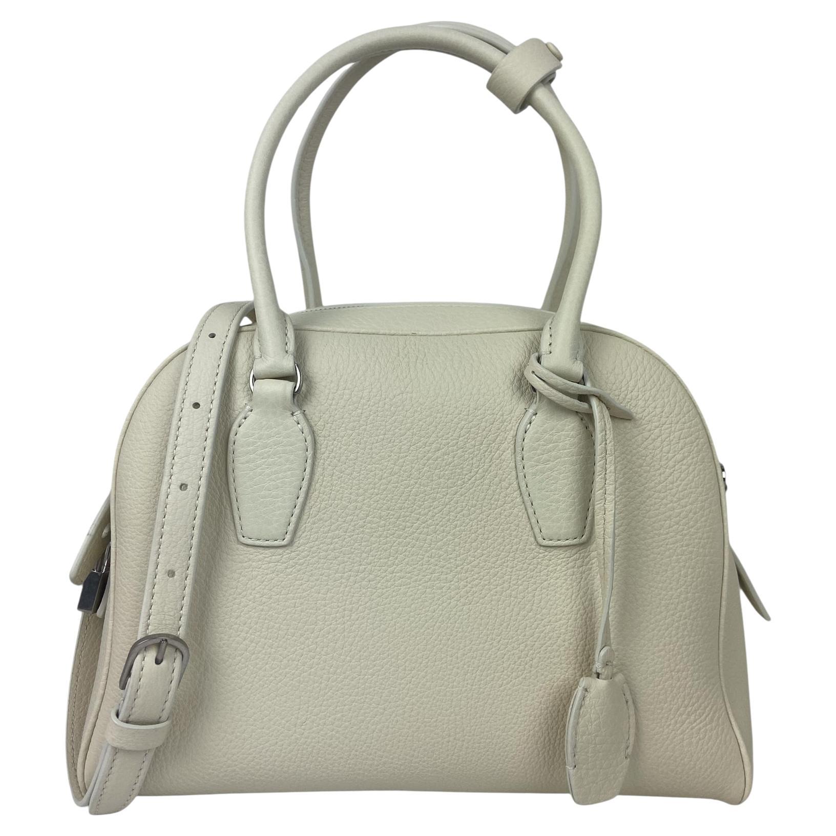 The Row Ivory Grained Calfskin Leather India 10 Bag w/ Strap