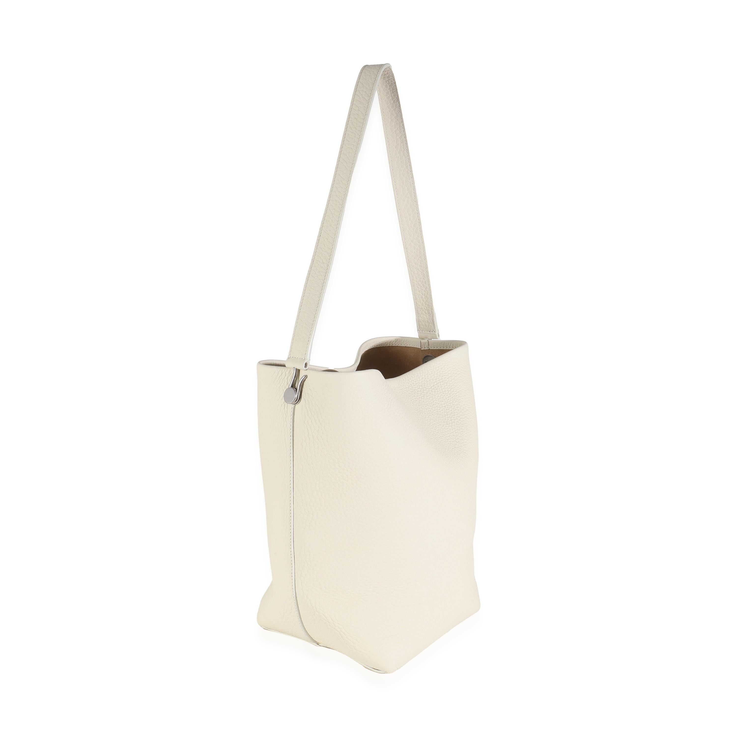 Beige The Row Ivory Grained Calfskin Medium NS Tote Hook Bag