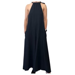 The Row Japron Halter Wide-leg Jumpsuit size XS Black Sleeveless Stretch-cady