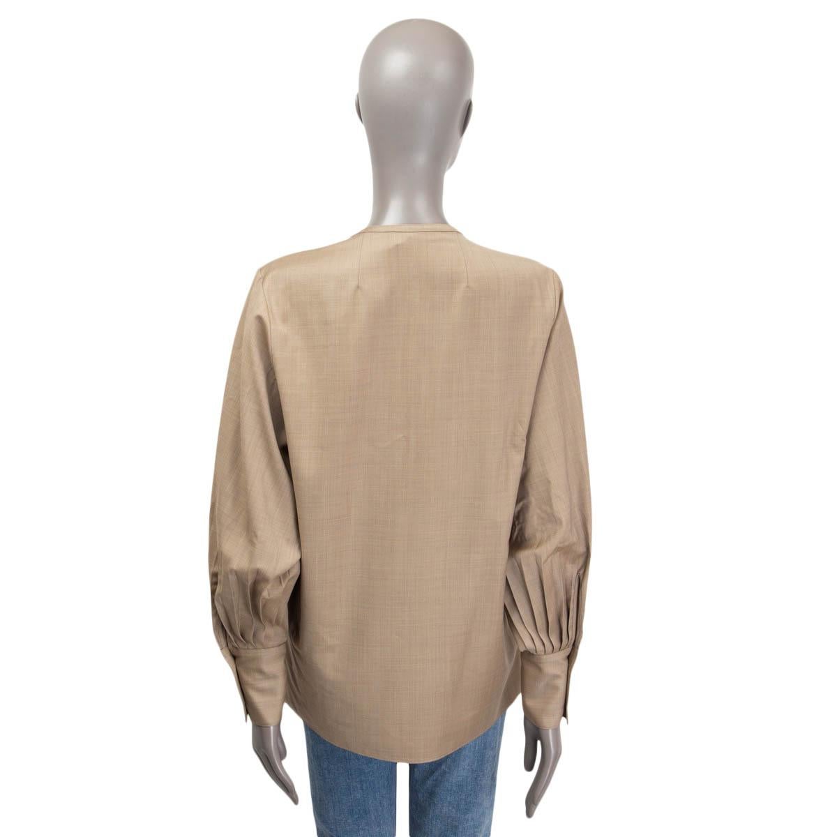 THE ROW khaki beige wool OVERSIZED Shirt S In Excellent Condition For Sale In Zürich, CH
