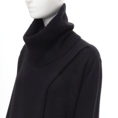 THE ROW Kirsi 100% Kaschmir schwarzer Rollkragenpullover mit geteilter Front Tunika S