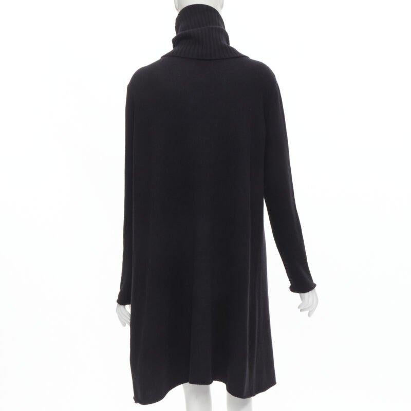 THE ROW Kirsi 100% cachemire noir pull à col roulé fendu sur le devant tunique S Pour femmes en vente