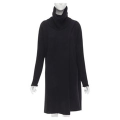 THE ROW Kirsi 100% Kaschmir schwarzer Rollkragenpullover mit geteilter Front Tunika S