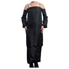 The Row Layered Midi Dress size 2 Black $4990 Puff Sleeves Ruffle SS14 RTW Rare