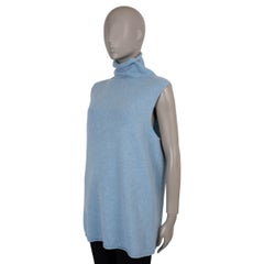 THE ROW light blue cashmere LEONA SLEEVELESS TURTLENECK Sweater L