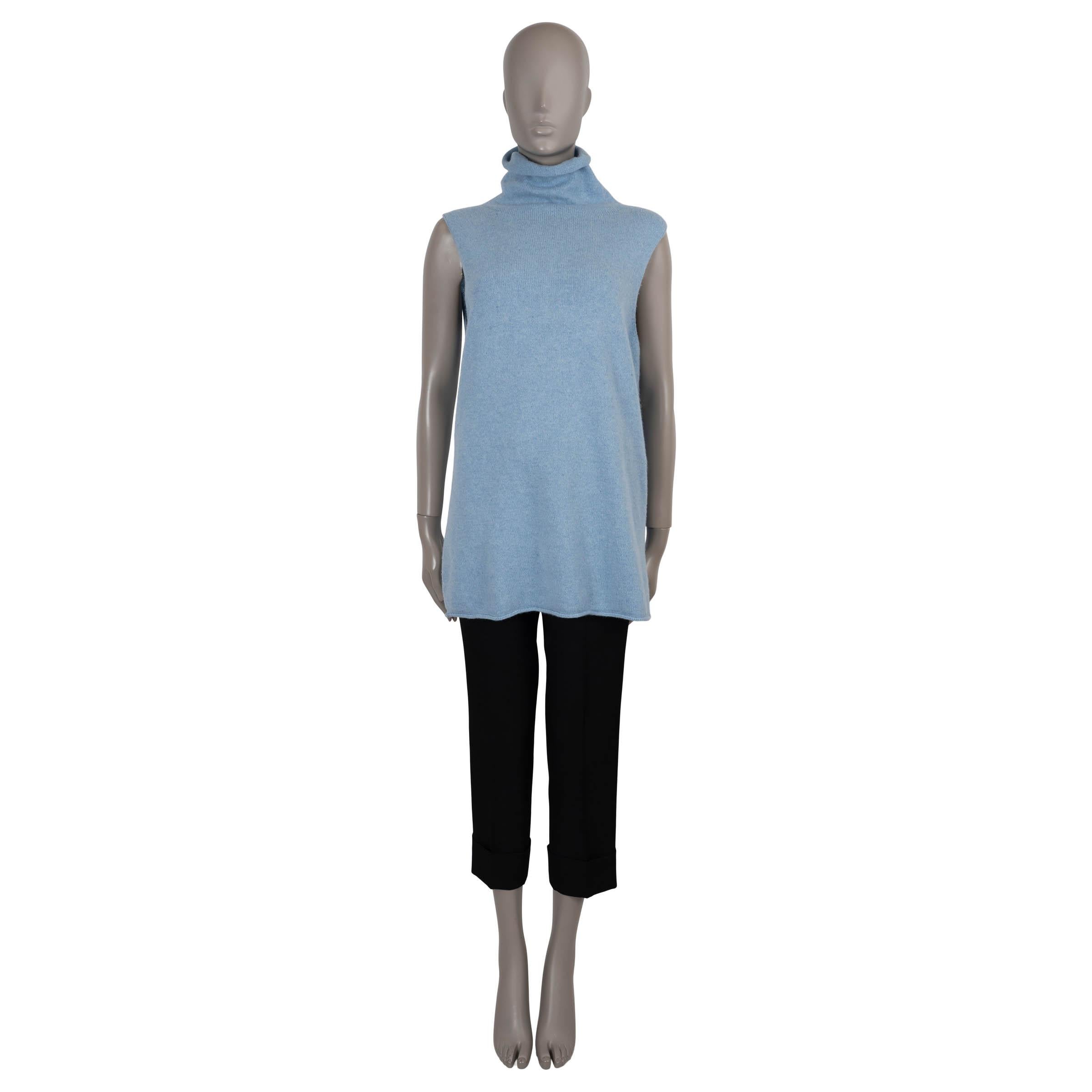 THE ROW hellblauer Kaschmirpullover LEONA SLEEVELESS TURTLENECK Pullover L im Zustand „Hervorragend“ im Angebot in Zürich, CH