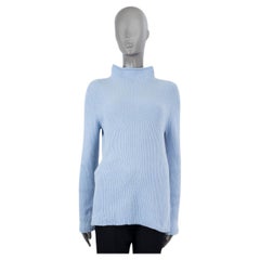THE ROW light blue cashmere wool RIB KNIT MOCK NECK Sweater S