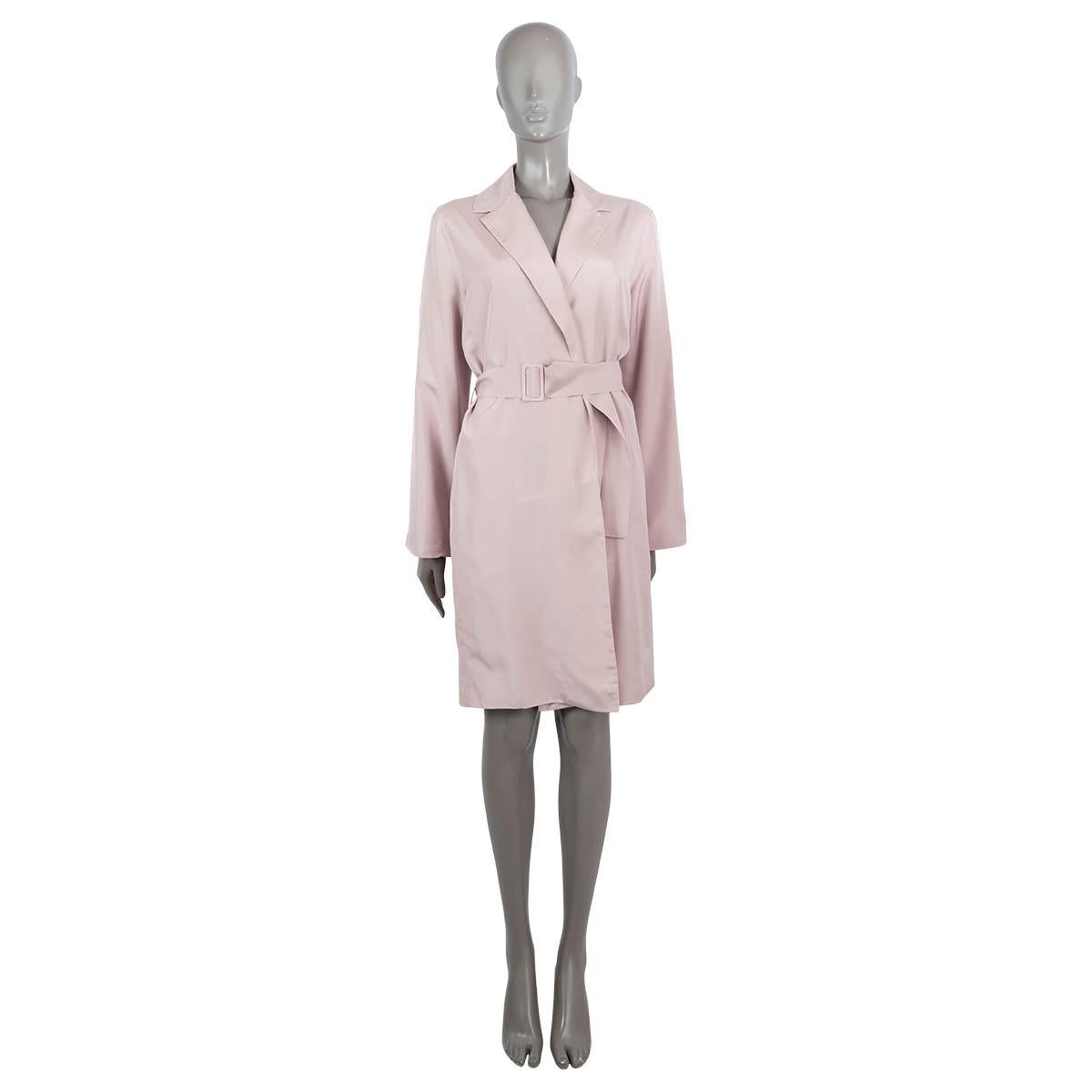 100% authentic The Row wrap coat in lilac silk (100%). Features notched lapels and slit pockets at the waist. Closes with a matching silk belt. Unlined. Has been worn and is in excellent condition.

Measurements
Tag Size	M
Size	M
Shoulder Width	47cm