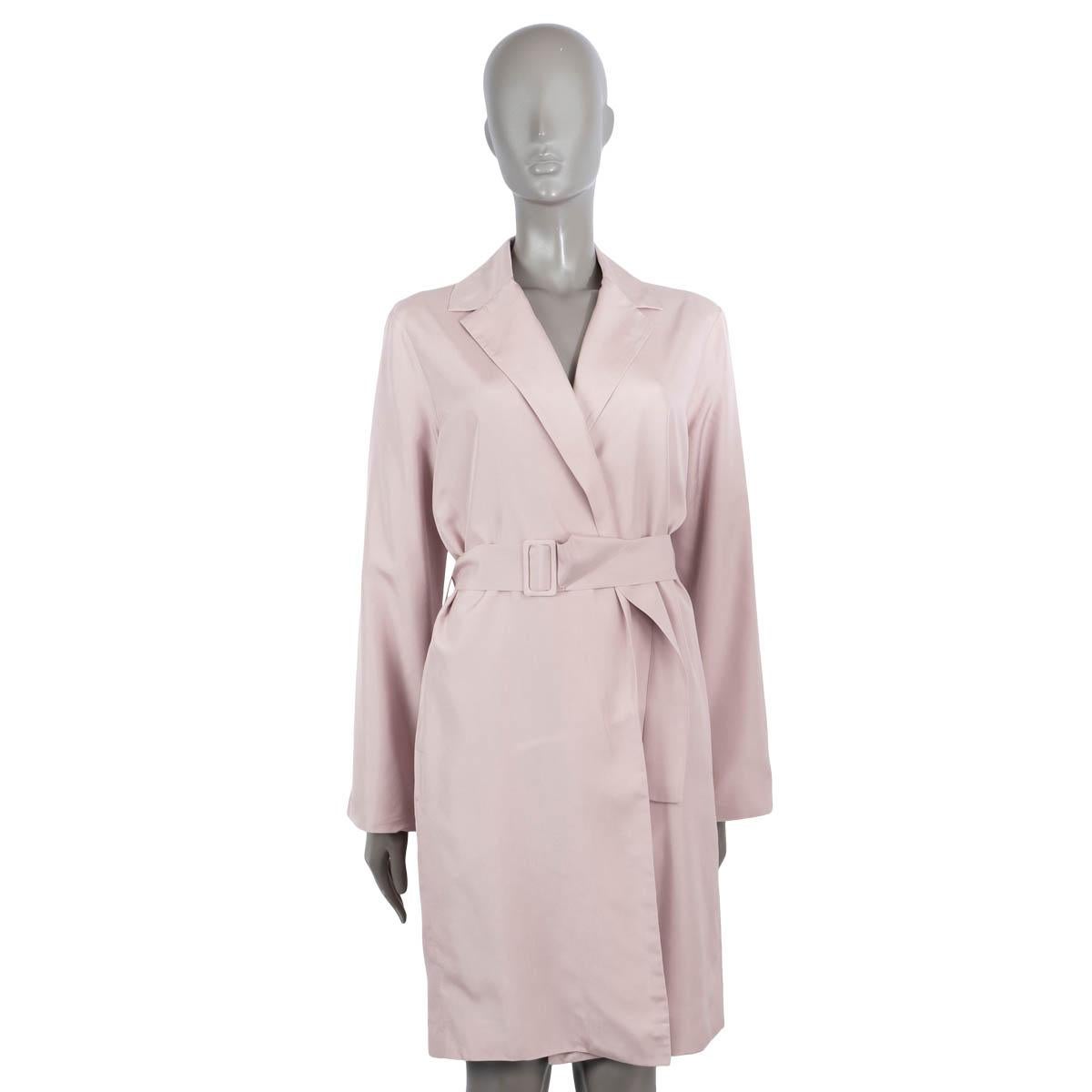 Gray THE ROW lilac silk BELTED Coat Jacket M For Sale