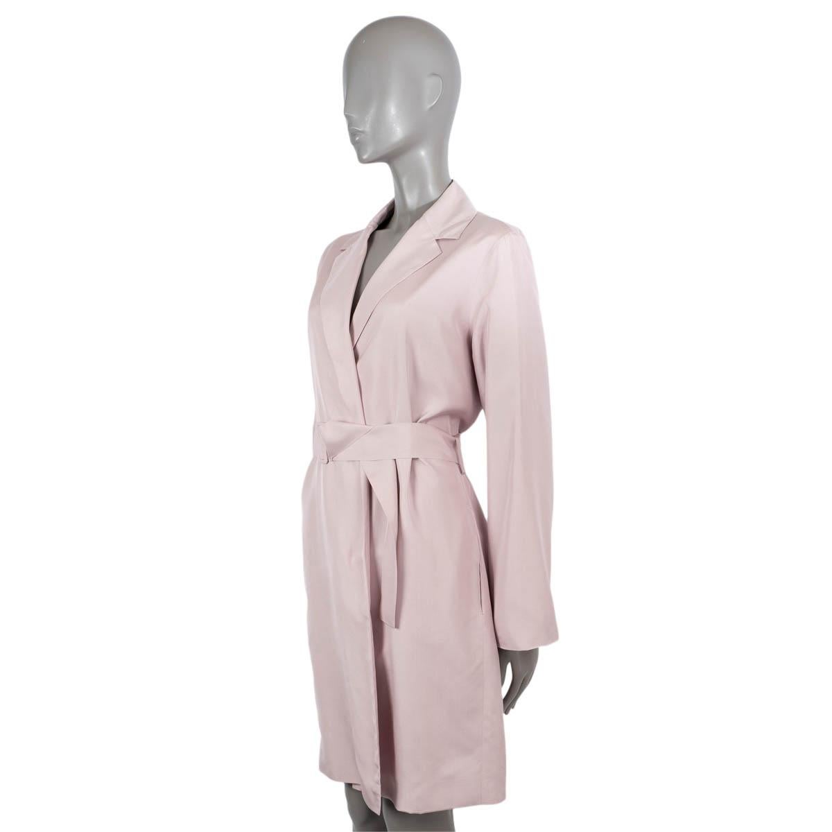 THE ROW lilac silk BELTED Coat Jacket M In Excellent Condition For Sale In Zürich, CH
