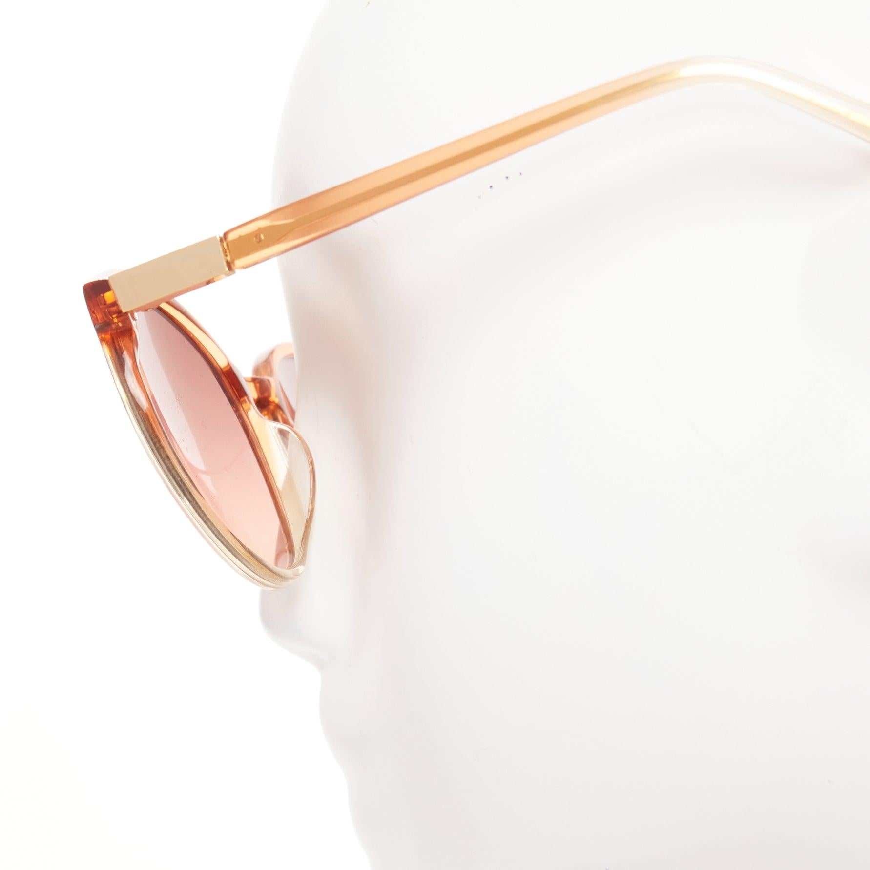 THE ROW Linda Farrow brown ombre acetate pink lens oversized sunglasses For Sale 1