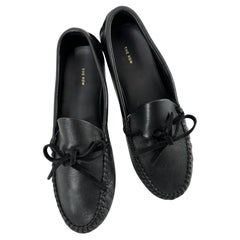 The Row Lucca Leather Moccasins in Black Soft Grained Leather 37