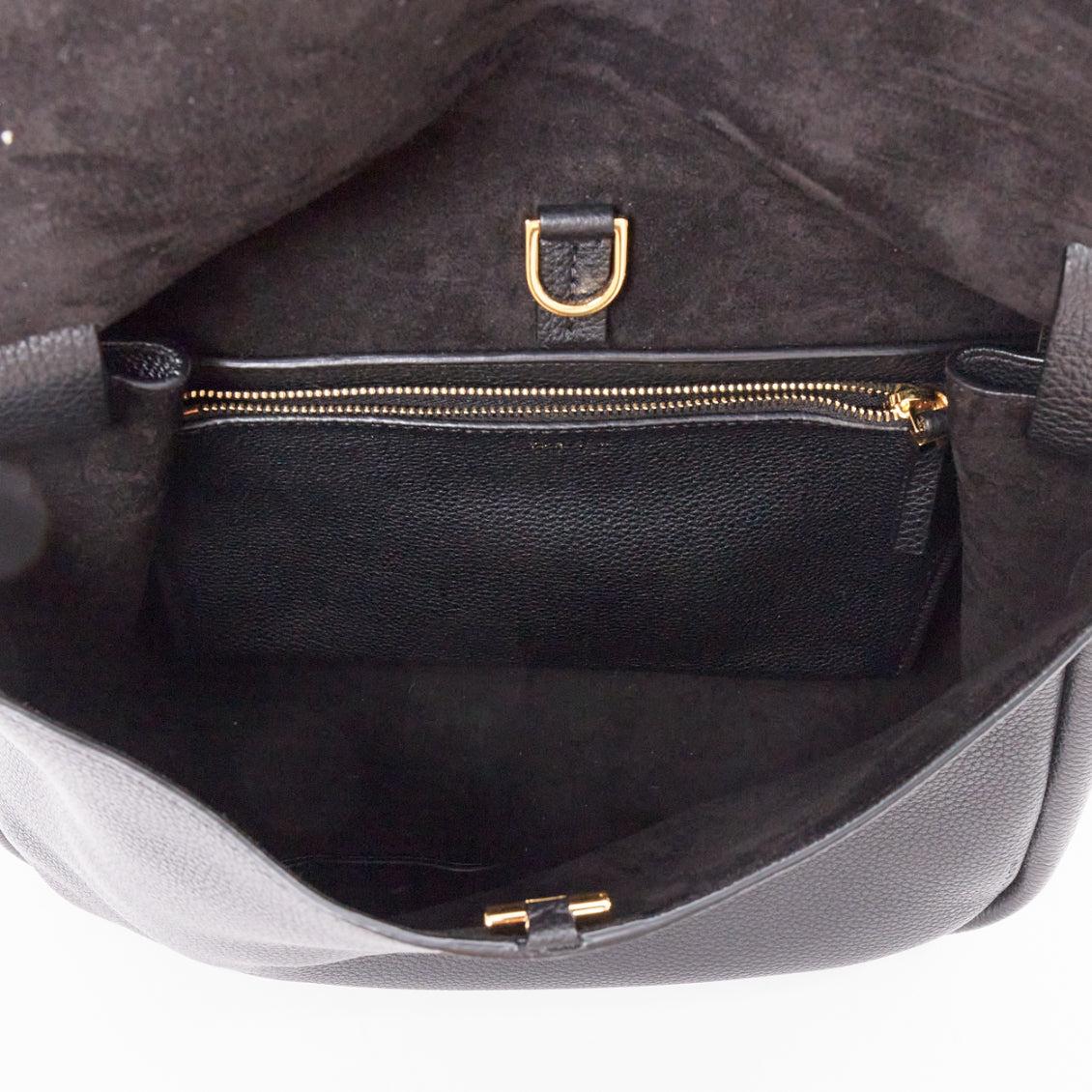 THE ROW Mail Schwarzes Leder mit goldenen Beschlägen Crossbody Umhängetasche im Angebot 5