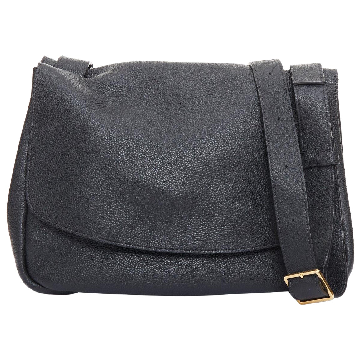 THE ROW Mail Schwarzes Leder mit goldenen Beschlägen Crossbody Umhängetasche