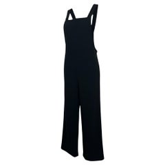 The Row Margaret Black Wool Overalls size XS Silk Lining Stretch Silver Hardware