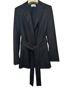 The Row Mel Jacket US 2 Fall '18 Black Crepe Wool Wrap Blazer Belt Silk lined